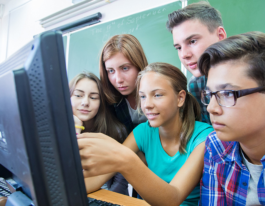 Students at a computer at Doncaster UTC